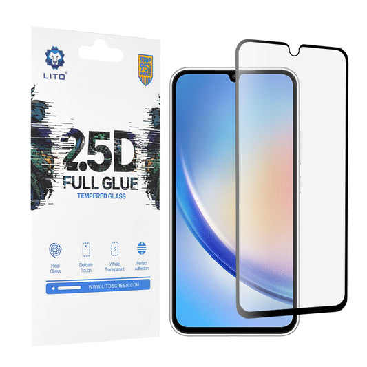Lito schermbeschermfolie voor Samsung Galaxy A34 A346, gehard glas, full glue, 2.5D, zwart