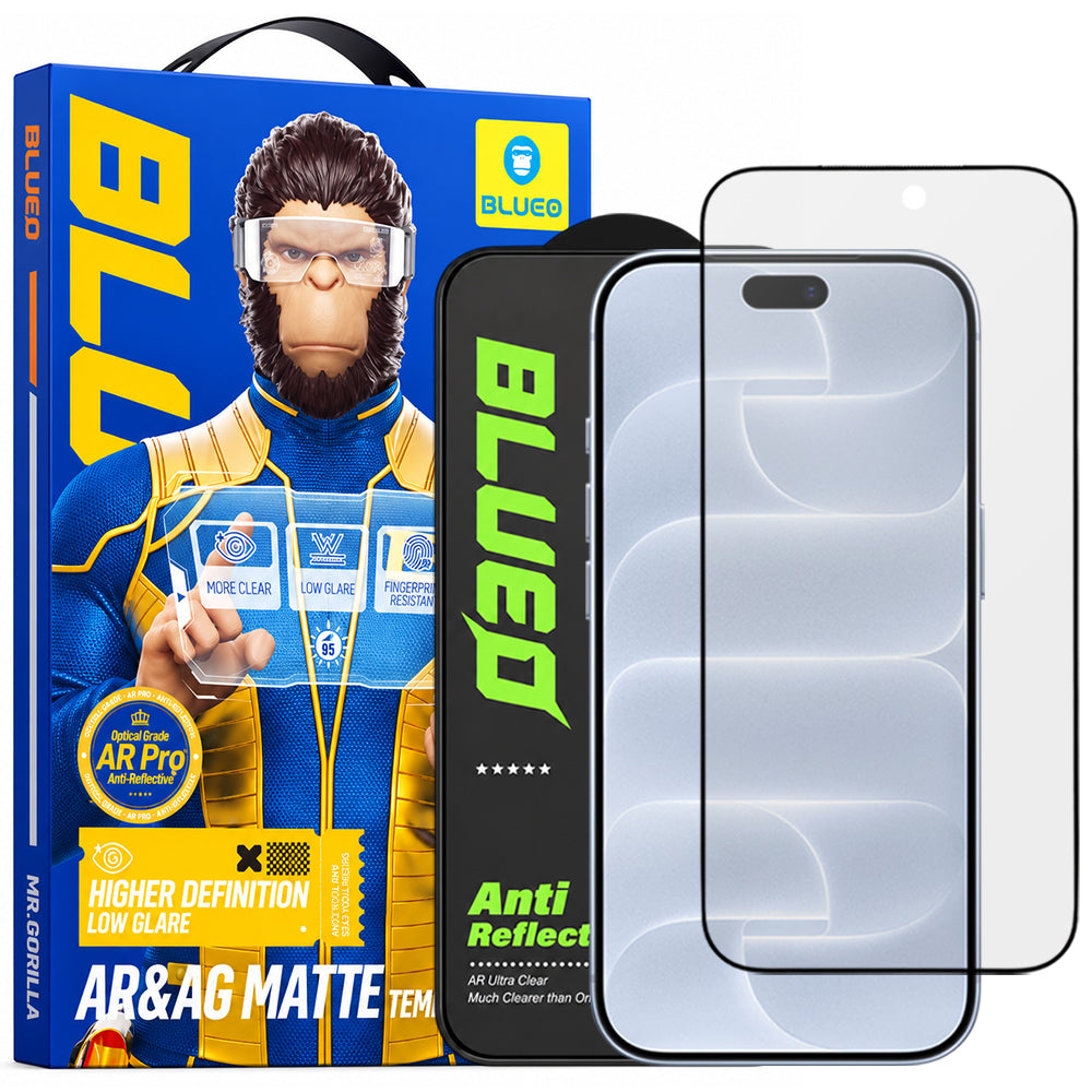 Blueo Matte Anti-Reflective HD Screen Protector for Apple iPhone 18 Pro, Tempered Glass, Full Glue, Black