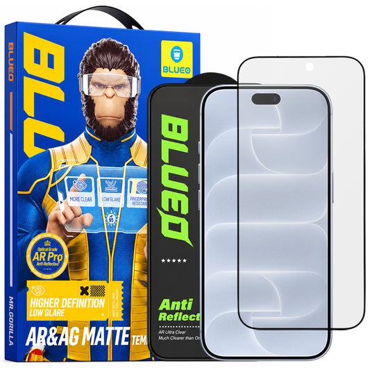 Blueo Matte Anti-Reflective HD-schermbeschermer voor Apple iPhone 18 Pro, gehard glas, volledige kleeflaag, zwart
