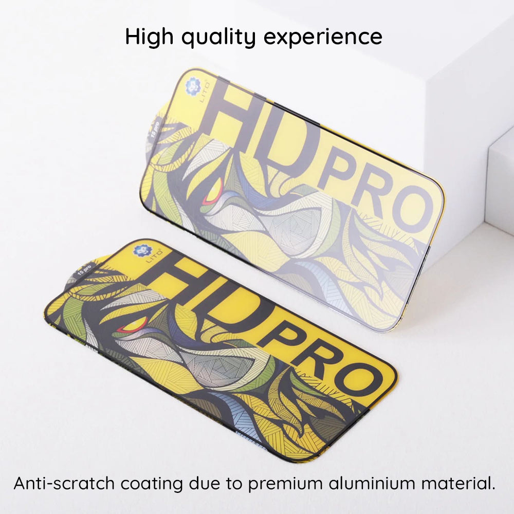 Matte Lito HD Pro schermbeschermfolie voor Apple iPhone 16 Plus, gehard glas, volledige lijm, zwart