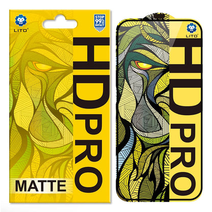 Matte Lito HD Pro schermbeschermfolie voor Apple iPhone 16 Plus, gehard glas, volledige lijm, zwart