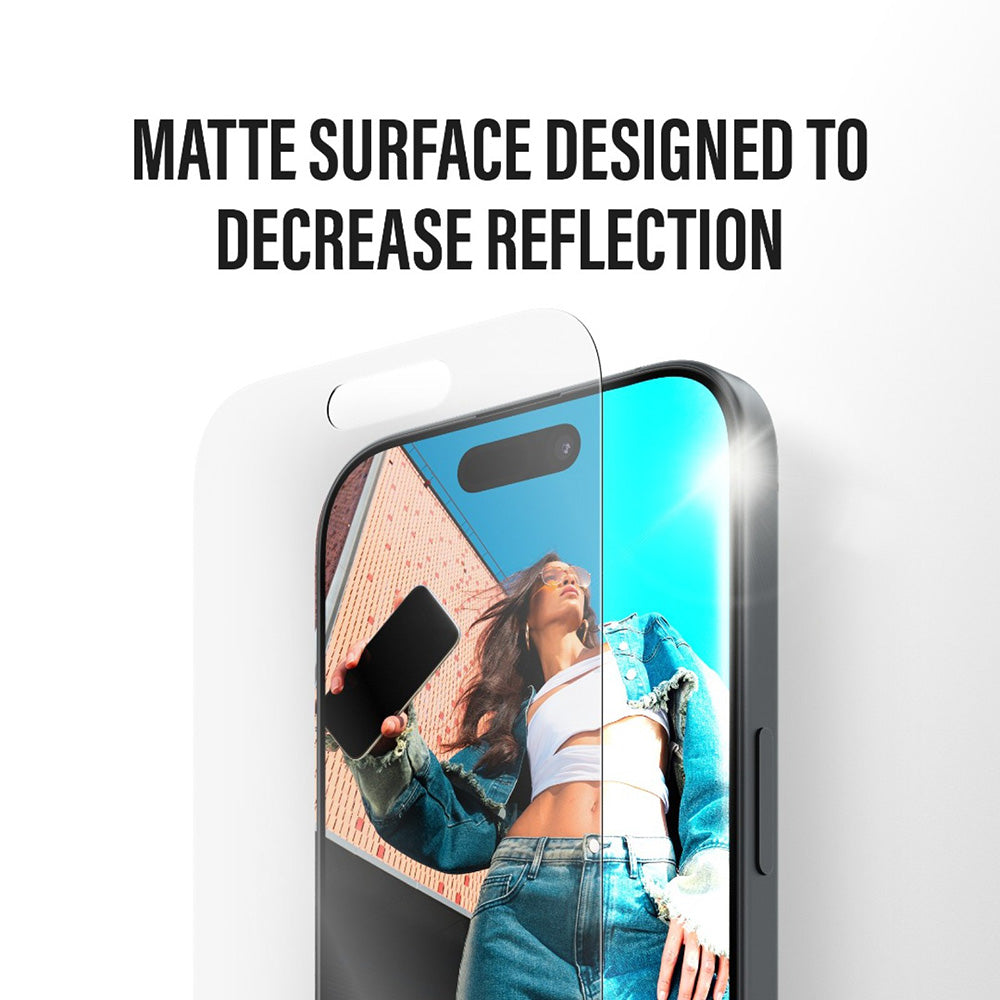 Matte PanzerGlass Armor EasyAligner schermbeschermfolie voor Apple iPhone 17 / 16 Pro, Gehard Glas, Volledige Lijm