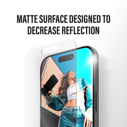 Matte PanzerGlass Armor EasyAligner schermbeschermfolie voor Apple iPhone 17 / 16 Pro, Gehard Glas, Volledige Lijm