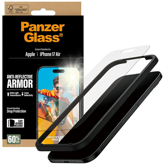 Matte PanzerGlass Armor EasyAligner schermbeschermfolie voor Apple iPhone 17 Air, Gehard Glas, Volledige Lijm