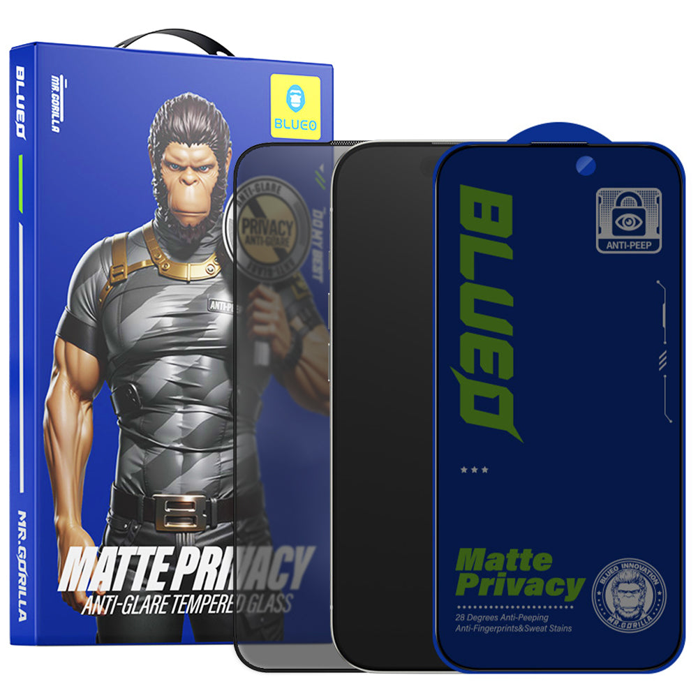 Matte Privacy Blueo Anti-Peep schermbeschermfolie voor Apple iPhone 14 Pro, gehard glas, volledige lijmlaag