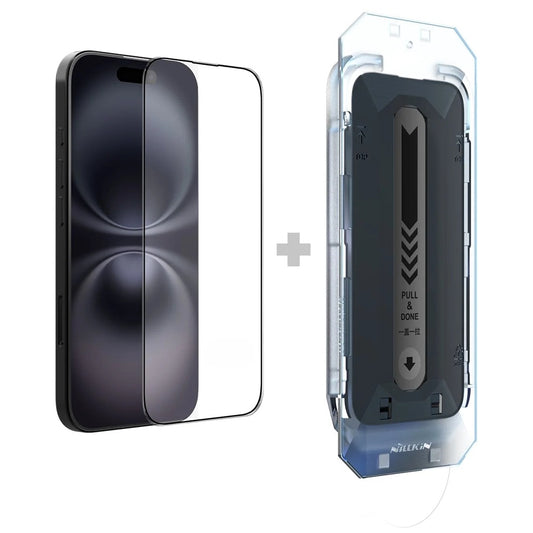 Nillkin CP+ Pro Screen Protector with Applicator for Apple iPhone 16, Tempered Glass, Full Glue, Black