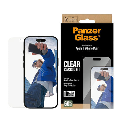Beschermfolie Scherm PanzerGlass Classic Fit EasyAligner voor Apple iPhone 17 Air, Gehard Glas, Volledige Lijm