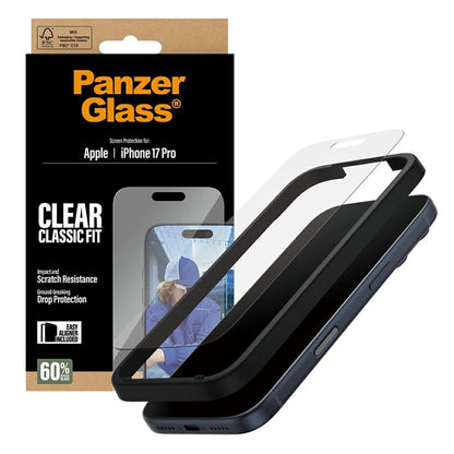 Beschermfolie Scherm PanzerGlass Classic Fit EasyAligner voor Apple iPhone 17 Pro, Gehard Glas, Volledige Lijm