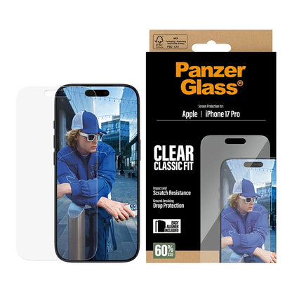 Beschermfolie Scherm PanzerGlass Classic Fit EasyAligner voor Apple iPhone 17 Pro, Gehard Glas, Volledige Lijm