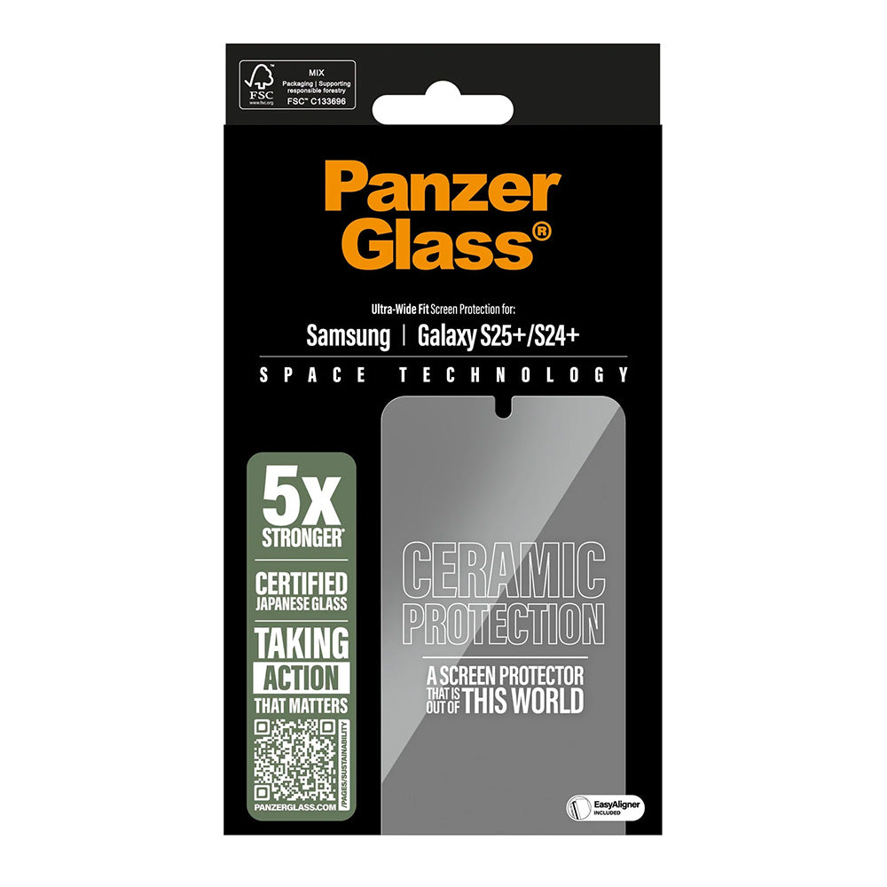 PanzerGlass Ultra-Wide Ceramic EasyAligner Screen Protector for Samsung Galaxy S25+ S936 / S24+ S926, Tempered Glass, Full Glue