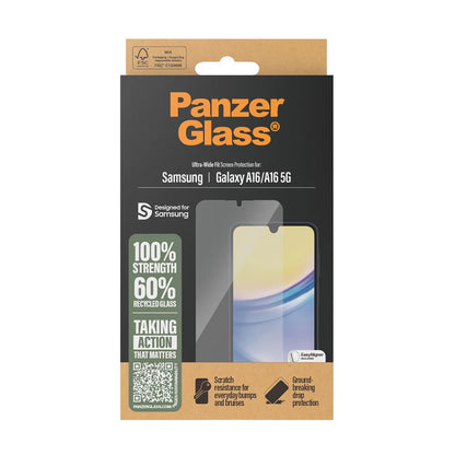 PanzerGlass Ultra-Wide Fit EasyAligner Screen Protector for Samsung Galaxy A16 5G A166 / A16 4G A165, Tempered Glass, Full Glue