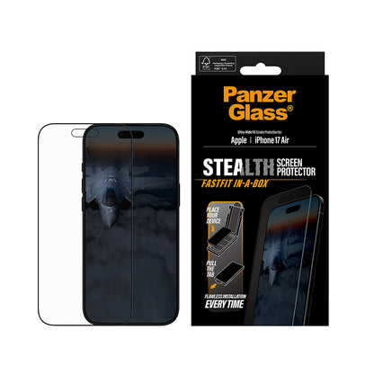 Beschermfolie Scherm PanzerGlass Ultra-Wide Fit Stealth Fastfit voor Apple iPhone 17 Air, Gehard Glas, Volledige Lijm, Zwart