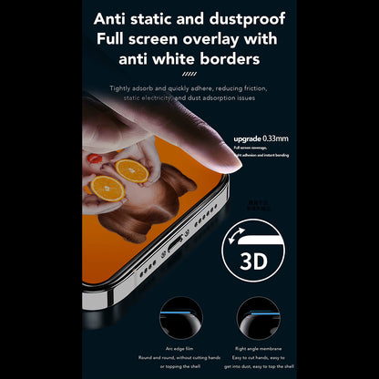 Privacy Screen Protector Folie Anank 3X Versterkt voor Apple iPhone 14 Pro, Veiligheidsglas, Volledige Lijm, 2.5D