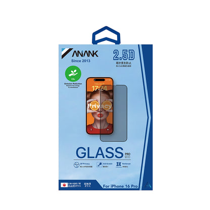 Privacy Screen Protector Folie Anank 3X Versterkt voor Apple iPhone 16 Pro Max, Gehard Glas, Volledige Lijm, 2.5D