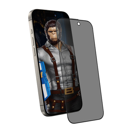 Privacy Blueo Anti-Peep Applicator Pro schermbeschermfolie voor Apple iPhone 15 Pro, gehard glas, volledige lijm