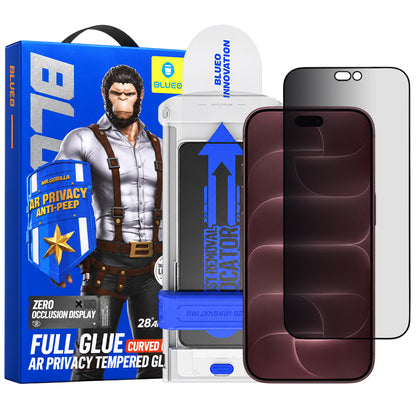Blueo Anti Peep AR Applicator Pro privacy-schermbeschermer voor Apple iPhone 18 Pro Max, gehard glas, volledige kleeflaag, 3D