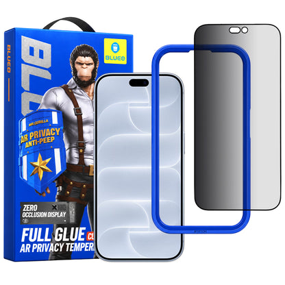 Blueo Anti-Peep AR-privacy-screenbeschermer voor Apple iPhone 18 Pro, gehard glas, volledige kleeflaag, 3D