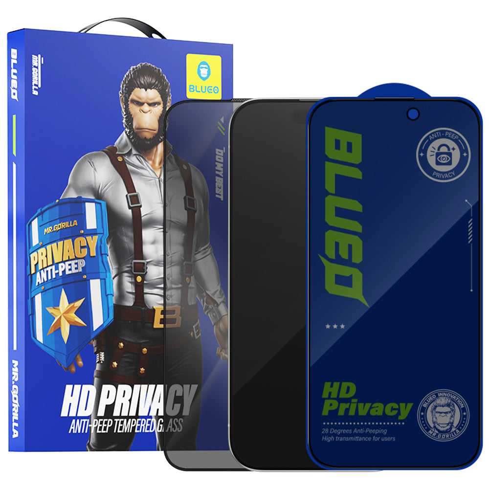Blueo Anti-Peep Privacy Screen Protector for Apple iPhone 11 Pro Max / XS Max, Tempered Glass, Full Glue