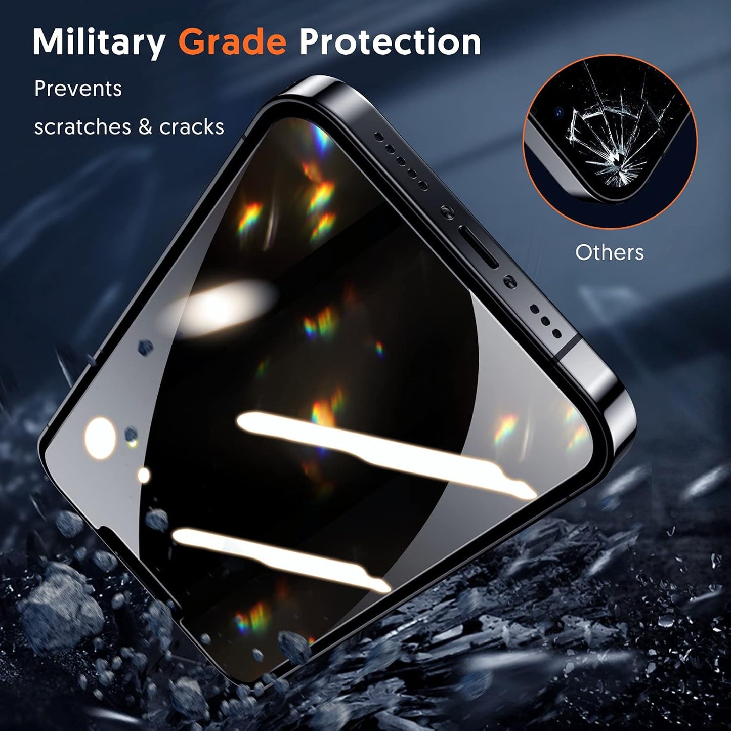 Privacy Blueo Anti-Peep schermbeschermfolie voor Apple iPhone 12 / 12 Pro, gehard glas, volledige lijm