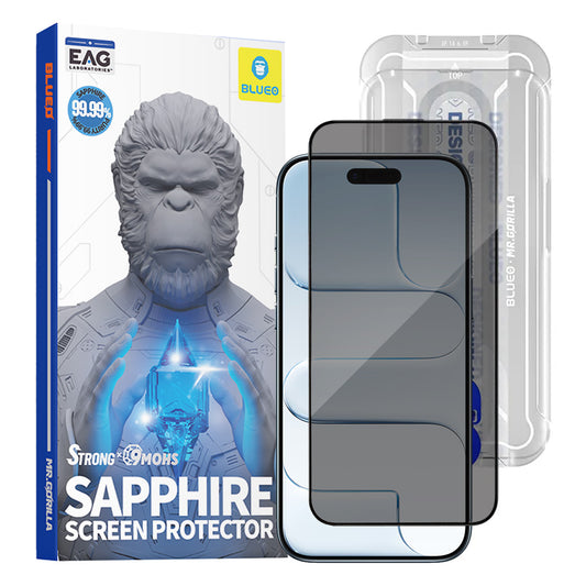 Beschermfolie Privacy Blueo Sapphire Applicator Pro voor Apple iPhone 17 Air, Gehard Glas, Volledige Lijm