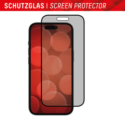 Privacy Screen Protector Displex Real Glass voor Apple iPhone 16 Plus, Gehard Glas, Volledige Lijm