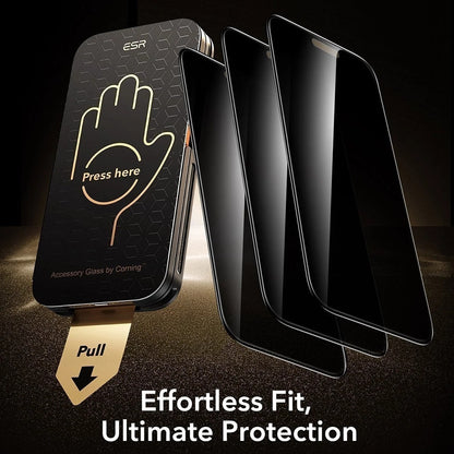 Privacy Screen Protector ESR Armorite Pro UltraFit voor Apple iPhone 18 Pro Max, Gehard Glas, Volledige Lijm, Set van 3 stuks