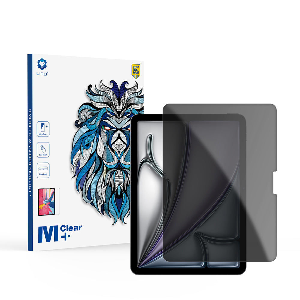 Privacy Screen Protector Folie Lito Classic voor Apple iPad Air 11 (2026) / Air 11 (2025), Gehard Glas, Volledige Lijm, 2.5D