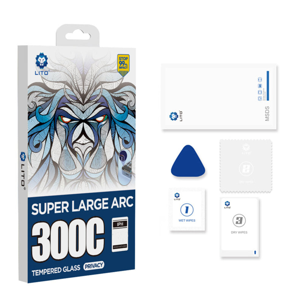 Privacy Screen Protector Lito D+ Max 300C voor Apple iPhone 17 Pro, Gehard Glas, Volledige Lijm