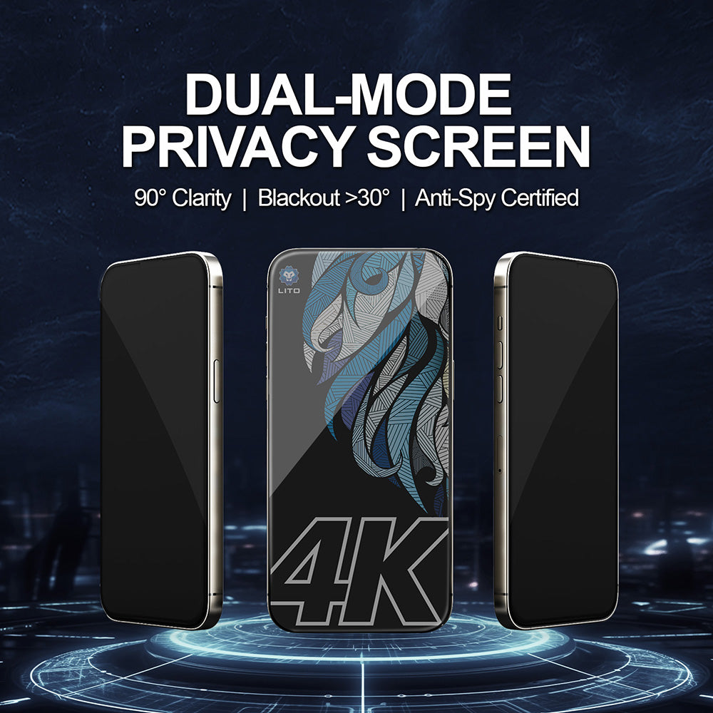 Privacy Screen Protector Lito D+ Max 4K voor Apple iPhone 17 Pro Max, Gehard Glas, Volledige Lijm