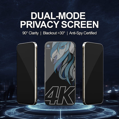 Privacy Screen Protector Lito D+ Max 4K voor Apple iPhone 17 Pro Max, Gehard Glas, Volledige Lijm