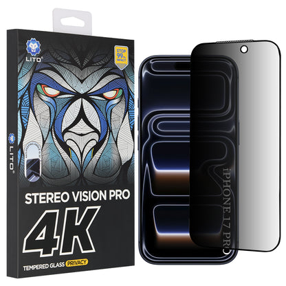 Privacy-schermbeveiligingsfolie Lito D+ Max 4K voor Apple iPhone 17 Pro, Gehard Glas, Volledige Lijm