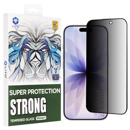 Privacy Screen Protector Lito D+ Max Strong voor Apple iPhone 17 / 16 Pro, Gehard Glas, Volledige Lijm