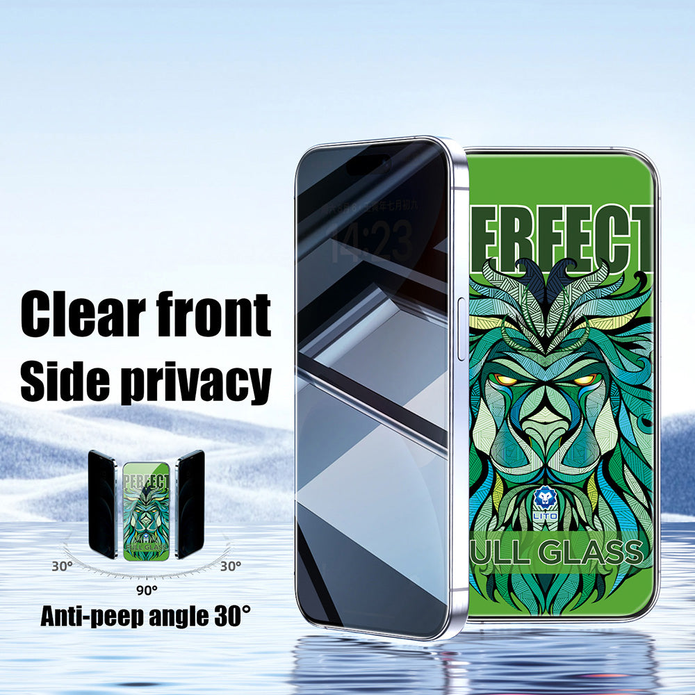 Privacy Screen Protector Lito D+ Max Strong voor Apple iPhone 17 / 16 Pro, Gehard Glas, Volledige Lijm