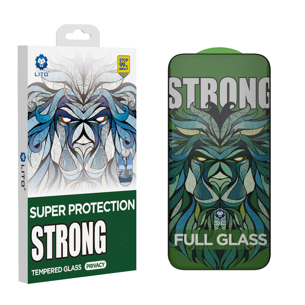 Privacy Screen Protector Lito D+ Max Strong voor Apple iPhone 17 / 16 Pro, Gehard Glas, Volledige Lijm