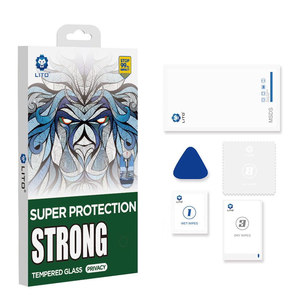 Privacy Screen Protector Lito D+ Max Strong voor Apple iPhone 17 / 16 Pro, Gehard Glas, Volledige Lijm