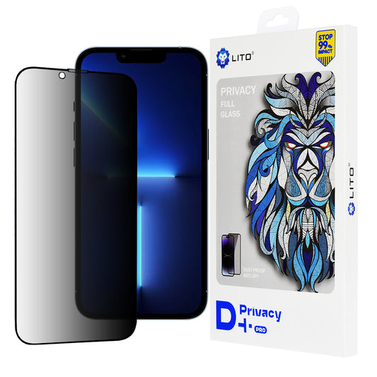 Privacy Screen Protector Folie Lito D+ Pro voor Apple iPhone 14 Plus / 13 Pro Max, Gehard Glas, Volledige Lijm