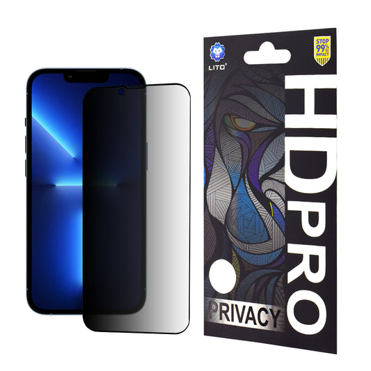 Privacy Screen Protector Lito HD Pro voor Apple iPhone 14 Plus / 13 Pro Max, Gehard Glas, Volledige Lijm