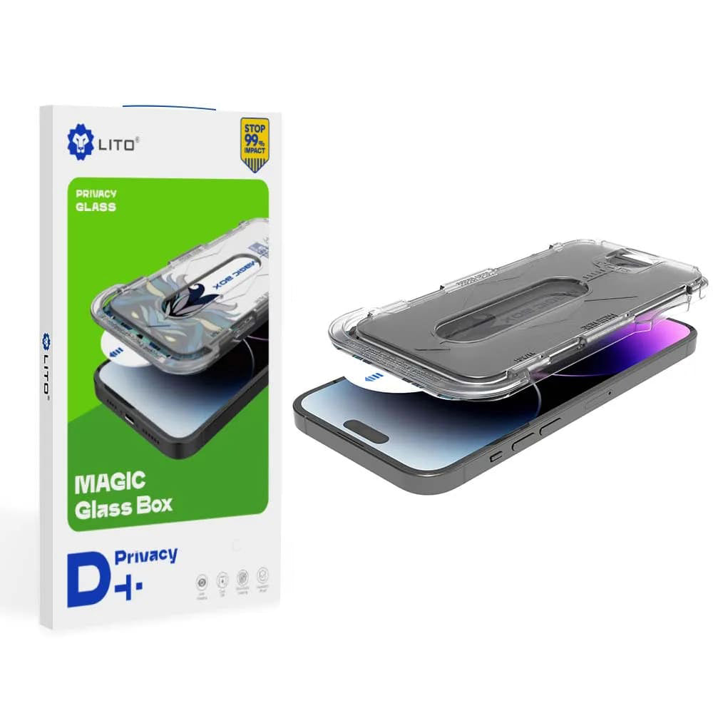 Privacy Screen Protector Folie Lito Magic Glass Box D+ Tools voor Apple iPhone 11 / XR, Gehard Glas, Volledige Lijm