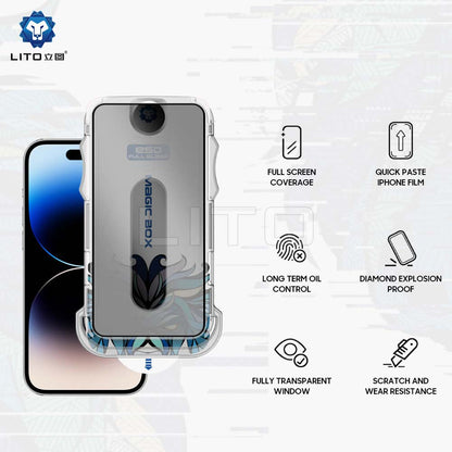 Privacy Screen Protector Folie Lito Magic Glass Box D+ Tools voor Apple iPhone XS Max, Gehard Glas, Volledige Lijm