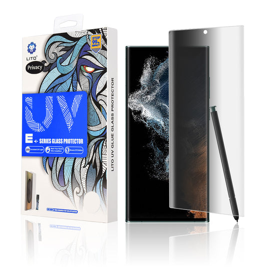 Privacy Screen Protector Folie Lito voor Samsung Galaxy S22 Ultra 5G S908, Gehard Glas, UV Lijm, 3D