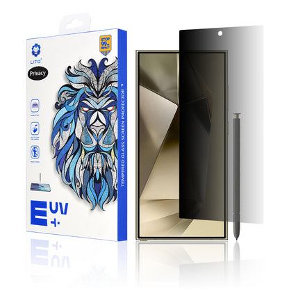 Privacy Screen Protector Folie Lito voor Samsung Galaxy S24 Ultra S928, Gehard Glas, UV Lijm, 3D