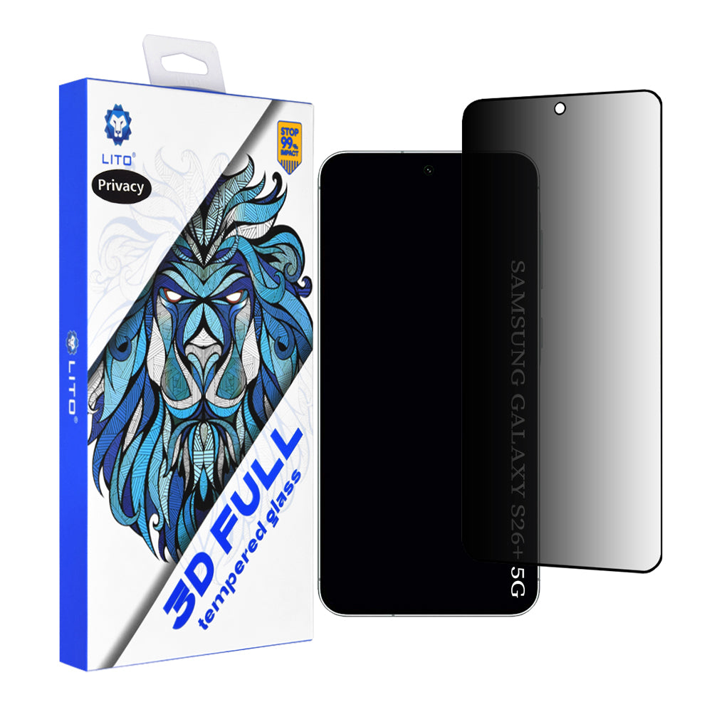 Privacy Screen Protector Lito voor Samsung Galaxy S26 Plus, Gehard Glas, Full Glue, 3D