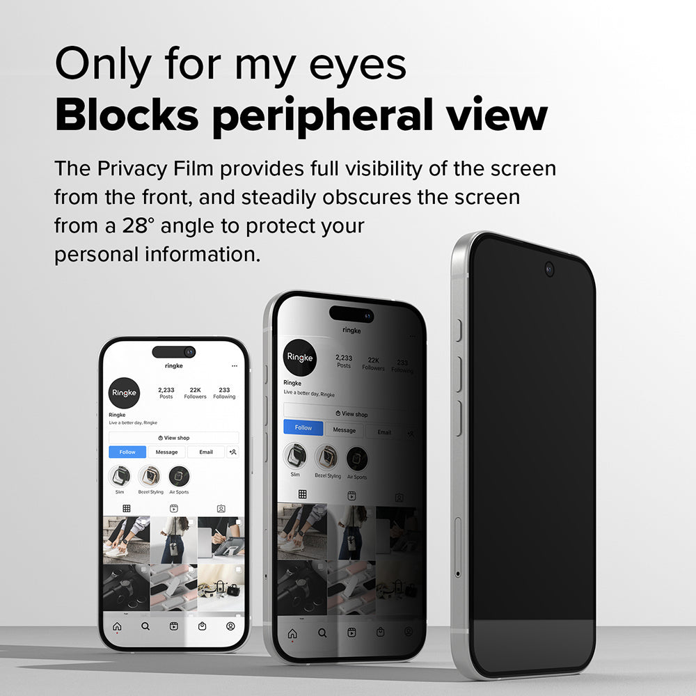 Privacy-schermbeveiligingsfolie Ringke Easy Slide voor Apple iPhone 16 Plus / 15 Plus, Gehard Glas, Volledige Lijm, Set van 2 stuks