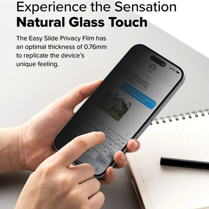 Privacy-schermbeveiligingsfolie Ringke Easy Slide voor Apple iPhone 16 Plus / 15 Plus, Gehard Glas, Volledige Lijm, Set van 2 stuks