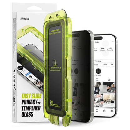 Privacy Screen Protector Ringke Easy Slide voor Apple iPhone 17 Air, Gehard Glas, Volledige Lijm, Set van 2 stuks