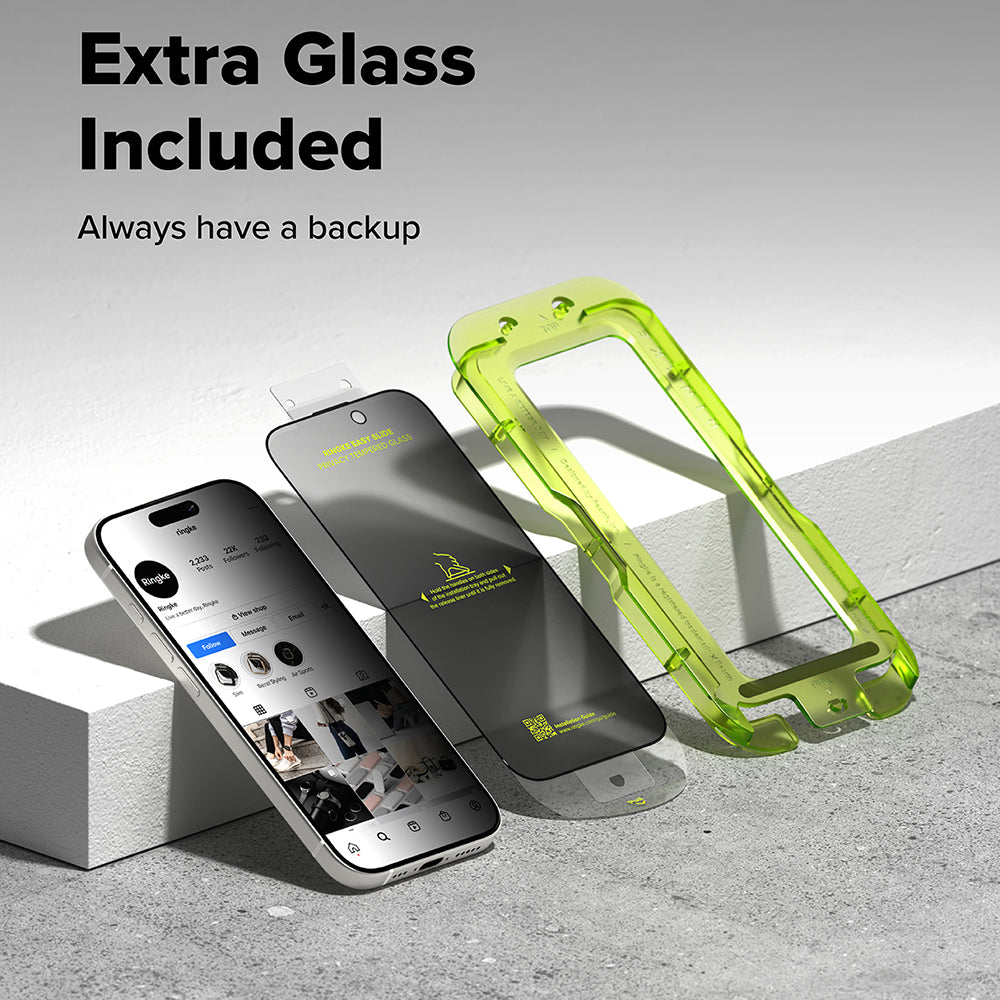 Privacy Screen Protector Ringke Easy Slide voor Apple iPhone 17 Air, Gehard Glas, Volledige Lijm, Set van 2 stuks