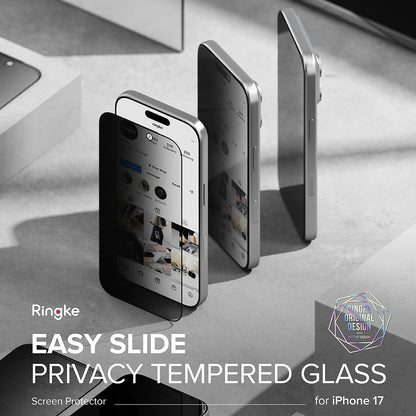 Privacy Screen Protector Ringke Easy Slide voor Apple iPhone 17 Air, Gehard Glas, Volledige Lijm, Set van 2 stuks