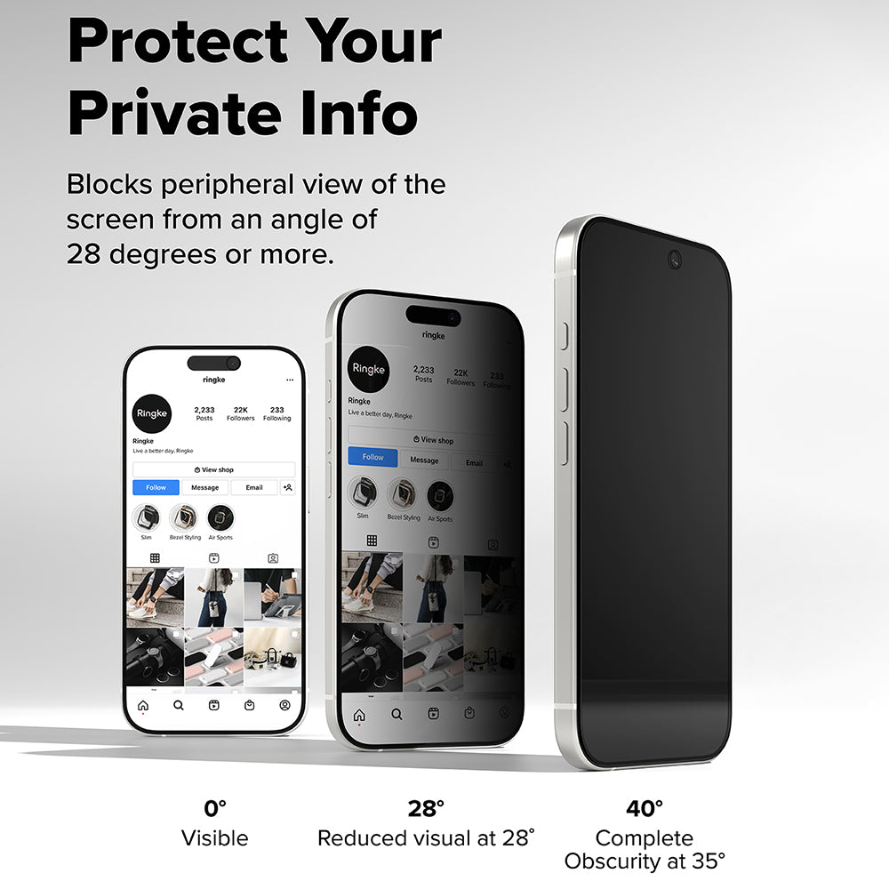 Privacy Screen Protector Ringke Easy Slide voor Apple iPhone 17, Gehard Glas, Volledige Lijm, Set van 2 stuks