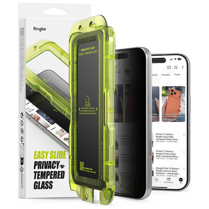 Privacy Screen Protector Ringke Easy Slide voor Apple iPhone 18 Pro Max, Gehard Glas, Volledige Lijm, Set van 2 stuks