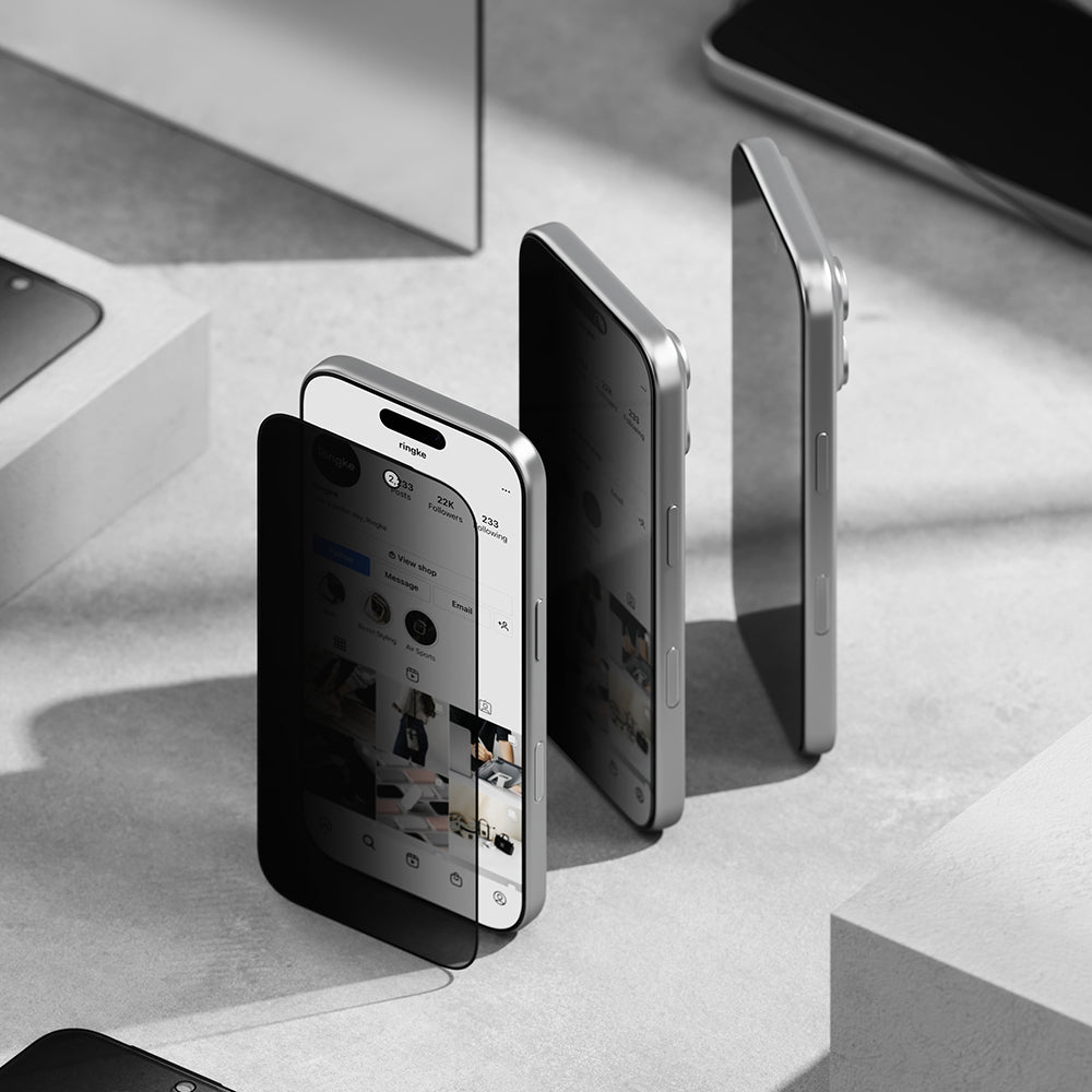 Privacy Screen Protector Ringke Easy Slide voor Apple iPhone 18 Pro Max, Gehard Glas, Volledige Lijm, Set van 2 stuks